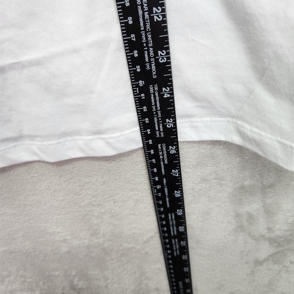 CeCe Womens Large White Oversized Black Bow Front T-Shirt Cropped Short Sleeve‎ - Picture 9 of 9